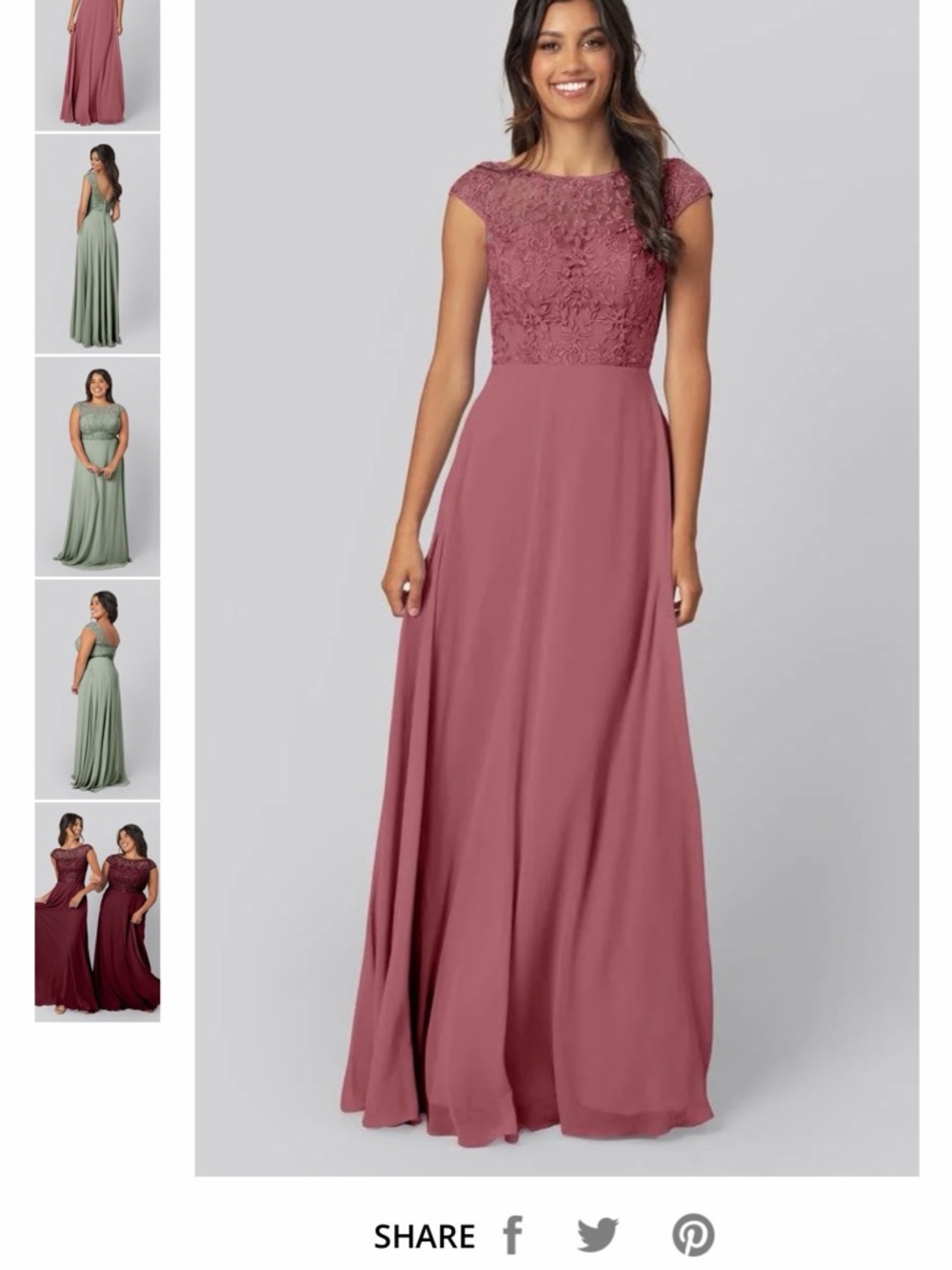 Kennedy Blue “Dorothy” Gown : Rosewood Floral Appliqué Chiffon Evening Gown
